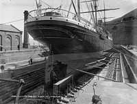 N.Z.S. Co.s "Aorangi" in dock at Lyttleton (1880s) by Burton Brothers.