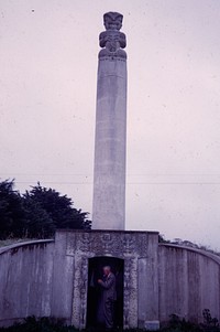 Monument and crypt marking site of famous Kaiapoi Pa, captured & sacked by Te Rauparaha (24 March 1959-13 April 1959) by Leslie Adkin.