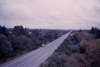 Rangitata Bridge from the northern approach of the Main South Road (24 March 1959-13 April 1959) by Leslie Adkin.