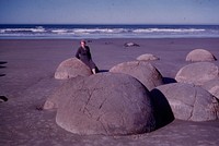 Moeraki Boulders - close up view showing the perfect globular form (24 March 1959-13 April1959) by Leslie Adkin.