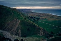 View up coast to Flat Point from Pukehuiake pa-citadel, .... (15 May 1960) by Leslie Adkin.