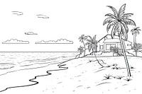 Beach drawing sketch architecture. AI generated Image by rawpixel.
