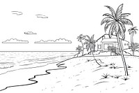 Beach drawing sketch architecture. 