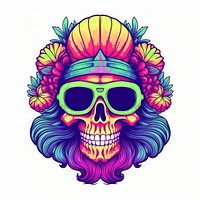 Hippy skull drawing purple sketch. AI generated Image by rawpixel.