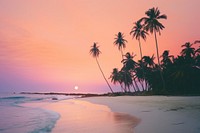 Sunset beach with coconut trees landscape outdoors horizon. AI generated Image by rawpixel.