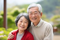 Older japanese couple portrait adult smile. AI generated Image by rawpixel.