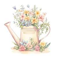 Watering can flower drawing plant. 