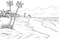 Beach sketch outdoors drawing. AI generated Image by rawpixel.