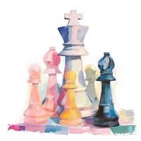 Chess painting game white background. AI generated Image by rawpixel.