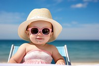 Cute baby girl summer sunglasses portrait. AI generated Image by rawpixel.