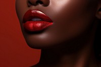 Woman applying dark red lipstick cosmetics adult black. AI generated Image by rawpixel.