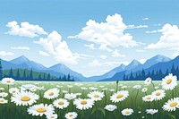 Dasiy flower field landscape grassland outdoors. AI generated Image by rawpixel.