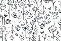 Minimal illustration flowers pattern drawing doodle backgrounds. AI generated Image by rawpixel.