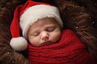 Baby in Santa newborn sleeping portrait. AI generated Image by rawpixel.