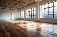 Empty co-working office flooring hardwood architecture. AI generated Image by rawpixel.