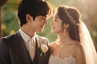 Korean couple married fashion wedding. AI generated Image by rawpixel.