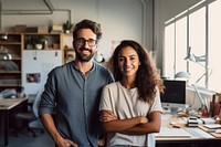 Designer studio owners working glasses office. AI generated Image by rawpixel.