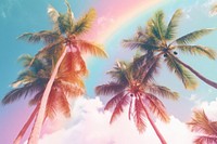 Palm trees in the sun rainbow summer backgrounds. AI generated Image by rawpixel.