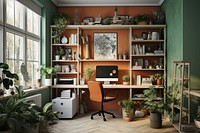 Office room furniture bookshelf bookcase. AI generated Image by rawpixel.
