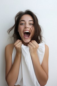 Young girl surprise shouting portrait. AI generated Image by rawpixel.