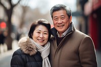 Chinese Couple portrait street smile. AI generated Image by rawpixel.