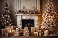 Christmas house decoration fireplace gift tree. AI generated Image by rawpixel.