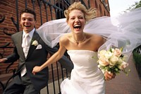 Wedding laughing portrait fashion. AI generated Image by rawpixel.