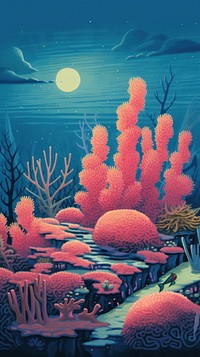 Coral reef outdoors nature night. AI generated Image by rawpixel.