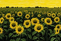 Sunflower field nature agriculture landscape. AI generated Image by rawpixel.