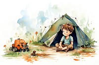 Boy camping outdoors grass plant. AI generated Image by rawpixel.