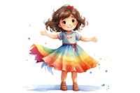 Girl wearing rainbow dress doll cute toy. 