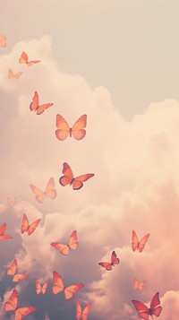 Butterflies flying cloud sky. AI generated Image by rawpixel.
