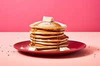 Pancake plate food pink background. AI generated Image by rawpixel.