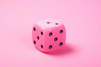 Pink die dice game pink background. 