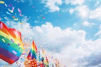 Rainbow flags confetti outdoors rainbow. 