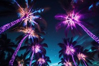 Palm trees outdoors purple fireworks. AI generated Image by rawpixel.