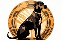 Art-Deco Illustrations of dog animal mammal pet. 