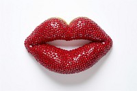 Red lip lipstick shape white background. AI generated Image by rawpixel.