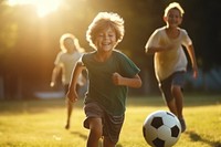 Candid Photo of Young Boys enjoy soccer football sports child. AI generated Image by rawpixel.