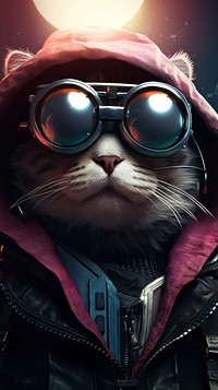 Cat wearing glasses sunglasses portrait mammal. AI generated Image by rawpixel.