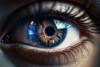 Eye reflection darkness portrait. AI generated Image by rawpixel.