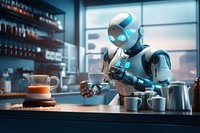 Robot make a coffee futuristic technology coffeemaker. AI generated Image by rawpixel.