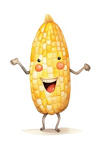 Happy dancing corn food white background anthropomorphic. AI generated Image by rawpixel.