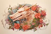 Dragon flower painting animal. AI generated Image by rawpixel.