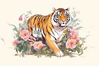Tiger flower tiger wildlife. AI generated Image by rawpixel.