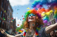 Happy pride parade adult togetherness celebration. AI generated Image by rawpixel.