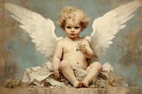 A Cherub portrait angel baby. AI generated Image by rawpixel.