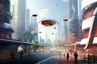 Scenery city architecture futuristic building. AI generated Image by rawpixel.