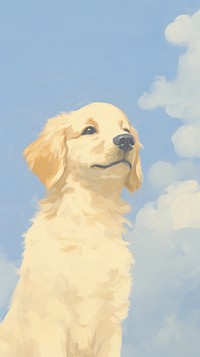 Cute golden retriever painting animal mammal. AI generated Image by rawpixel.
