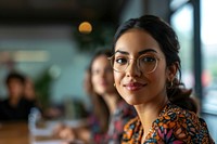 Mexican women in a meeting room glasses adult accessories. AI generated Image by rawpixel.